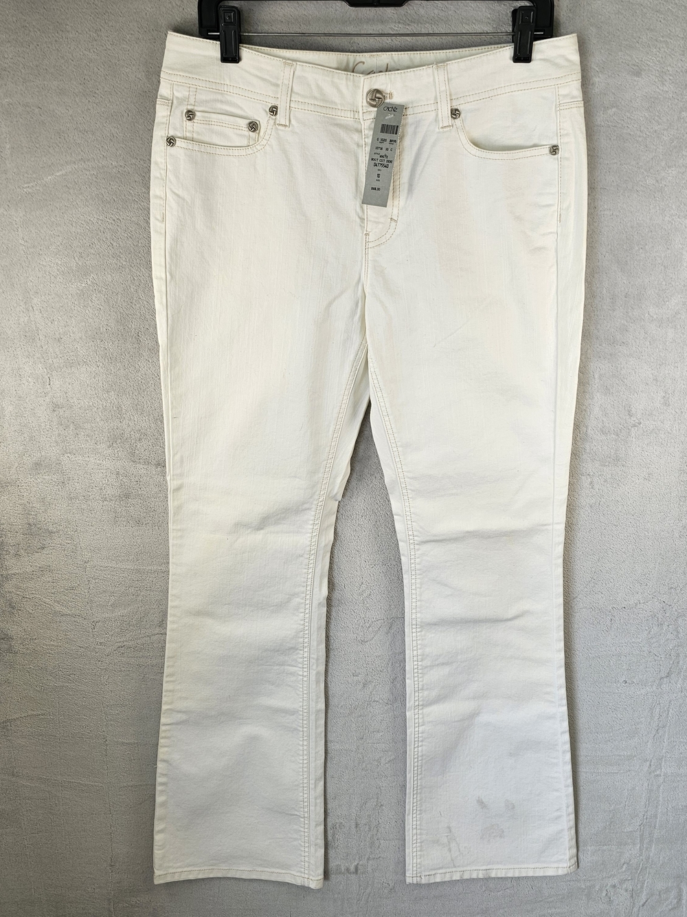 Y2K Caché Sz. 10 Women's White Denim Bootcut Jeans Cotton Stretch Comfort